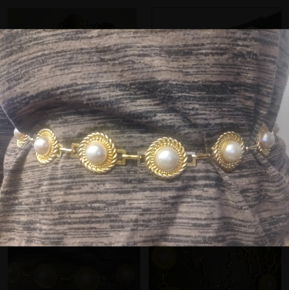 Vintage chain belt with faux pearls - Picture 4 of 8